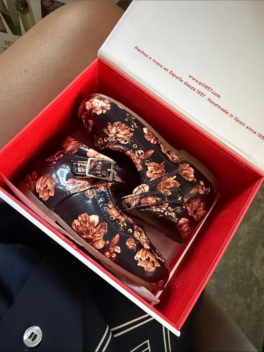 Bensimon Black Floral Buckle Baby Boots